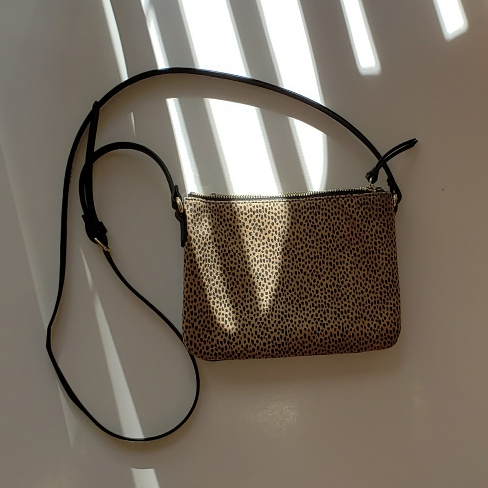 Spotted Tan and Black Side Body Purse